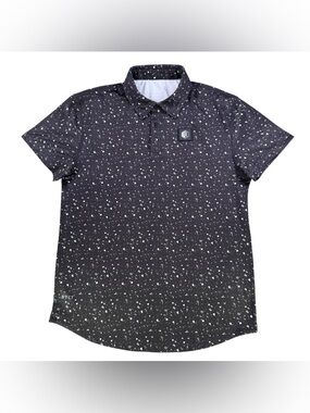 BYLT Premium Basics Performance + Polo Men’s Medium Black White Speckled Print